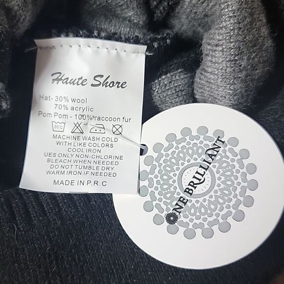 HAUTE SHORE COLORADO BLACK AND GRAY WOOL BLEND SLOUCHY BEANIE HAT- NEW - Picture 5 of 8